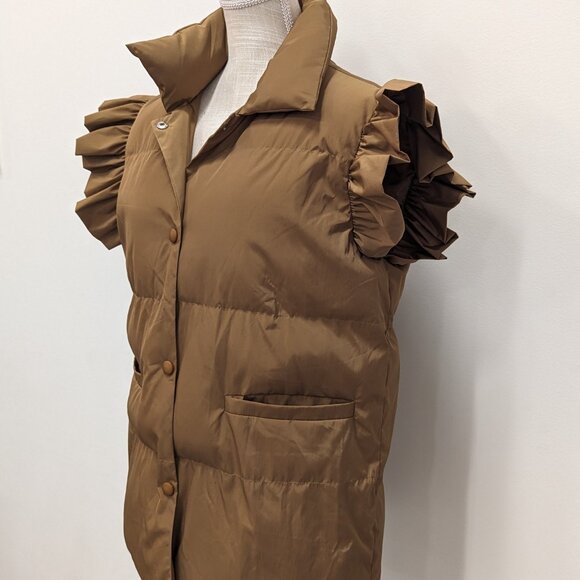 Bucket List Down Vest with ruffled sleeve Size M - Picture 3 of 3